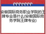 安徽国际商务职业学院的王牌专业是什么(安徽国际商务学院王牌专业)