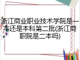 浙江商业职业技术学院是一本还是本科第二批(浙江商职院是二本吗)