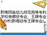 黔南民族幼儿师范高等专科学校有哪些专业，王牌专业分析(黔南幼专王牌专业)