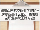 四川西南航空职业学院的王牌专业是什么(四川西南航空职业学院王牌专业)
