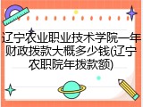 辽宁农业职业技术学院一年财政拨款大概多少钱(辽宁农职院年拨款额)