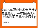 长春汽车职业技术大学什么专业最好，一年招多少人(长春汽职王牌专业招生)
