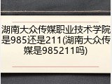 湖南大众传媒职业技术学院是985还是211(湖南大众传媒是985211吗)