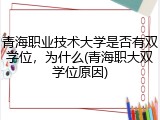 青海职业技术大学是否有双学位，为什么(青海职大双学位原因)