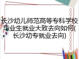长沙幼儿师范高等专科学校毕业生就业大致去向如何(长沙幼专就业去向)