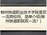 柳州铁道职业技术学院是双一流高校吗，简单介绍(柳州铁道职院双一流？)
