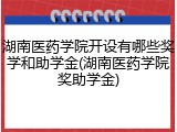 湖南医药学院开设有哪些奖学和助学金(湖南医药学院奖助学金)