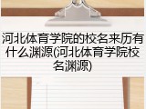 河北体育学院的校名来历有什么渊源(河北体育学院校名渊源)
