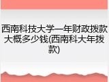 西南科技大学一年财政拨款大概多少钱(西南科大年拨款)