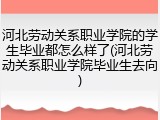 河北劳动关系职业学院的学生毕业都怎么样了(河北劳动关系职业学院毕业生去向)