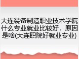 大连装备制造职业技术学院什么专业就业比较好，原因是啥(大连职院好就业专业)