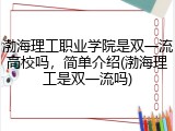 渤海理工职业学院是双一流高校吗，简单介绍(渤海理工是双一流吗)