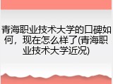 青海职业技术大学的口碑如何，现在怎么样了(青海职业技术大学近况)