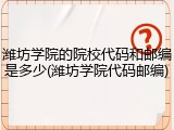 潍坊学院的院校代码和邮编是多少(潍坊学院代码邮编)