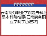 云南商务职业学院是专科还是本科院校呢(云南商务职业学院学历层次)