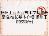扬州工业职业技术学院校长是谁,校长基本介绍(扬州工院校领导)