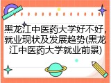 黑龙江中医药大学好不好，就业现状及发展趋势(黑龙江中医药大学就业前景)