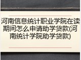 河南信息统计职业学院在读期间怎么申请助学贷款(河南统计学院助学贷款)