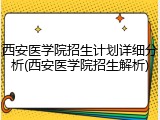 西安医学院招生计划详细分析(西安医学院招生解析)