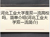 河北工业大学是双一流高校吗，简单介绍(河北工业大学双一流简介)