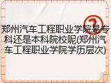 郑州汽车工程职业学院是专科还是本科院校呢(郑州汽车工程职业学院学历层次)