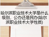 哈尔滨职业技术大学是什么级别，公办还是民办(哈尔滨职业技术大学性质)
