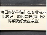 海口经济学院什么专业就业比较好，原因是啥(海口经济学院好就业专业)