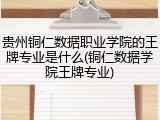 贵州铜仁数据职业学院的王牌专业是什么(铜仁数据学院王牌专业)