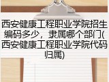 西安健康工程职业学院招生编码多少，隶属哪个部门(西安健康工程职业学院代码归属)