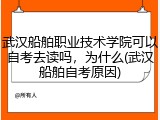 武汉船舶职业技术学院可以自考去读吗，为什么(武汉船舶自考原因)