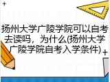 扬州大学广陵学院可以自考去读吗，为什么(扬州大学广陵学院自考入学条件)