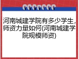 河南城建学院有多少学生，师资力量如何(河南城建学院规模师资)