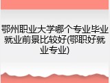 鄂州职业大学哪个专业毕业就业前景比较好(鄂职好就业专业)