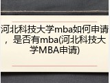 河北科技大学mba如何申请，是否有mba(河北科技大学MBA申请)