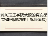 潍坊理工学院就读的真实感觉如何(潍坊理工就读体验)