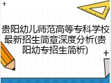 贵阳幼儿师范高等专科学校最新招生简章深度分析(贵阳幼专招生简析)