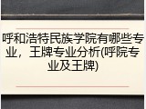 呼和浩特民族学院有哪些专业，王牌专业分析(呼院专业及王牌)