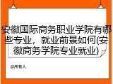 安徽国际商务职业学院有哪些专业，就业前景如何(安徽商务学院专业就业)