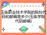 玉柴职业技术学院的院校代码和邮编是多少(玉柴学院代码邮编)