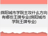 绵阳城市学院主攻什么方向有哪些王牌专业(绵阳城市学院王牌专业)