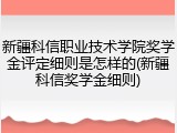 新疆科信职业技术学院奖学金评定细则是怎样的(新疆科信奖学金细则)