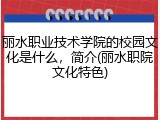 丽水职业技术学院的校园文化是什么，简介(丽水职院文化特色)