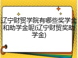 辽宁财贸学院有哪些奖学金和助学金呢(辽宁财贸奖助学金)