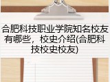 合肥科技职业学院知名校友有哪些，校史介绍(合肥科技校史校友)