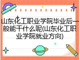 山东化工职业学院毕业后一般能干什么呢(山东化工职业学院就业方向)