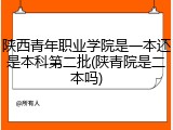 陕西青年职业学院是一本还是本科第二批(陕青院是二本吗)