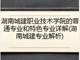 湖南城建职业技术学院的普通专业和特色专业详解(湖南城建专业解析)