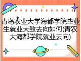 青岛农业大学海都学院毕业生就业大致去向如何(青农大海都学院就业去向)