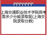上海交通职业技术学院高考需多少分能录取呢(上海交院录取分数)