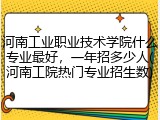 河南工业职业技术学院什么专业最好，一年招多少人(河南工院热门专业招生数)